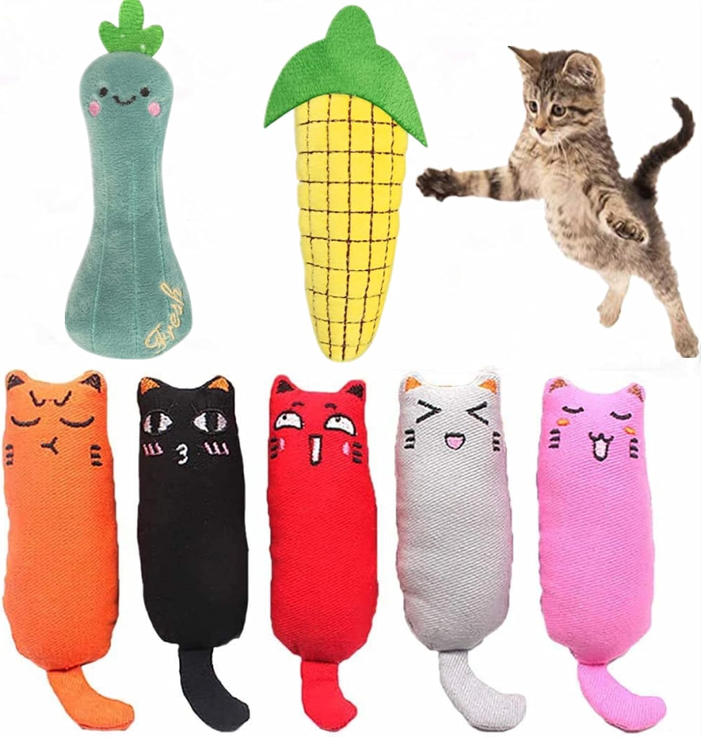 Swanlake 7Pcs Catnip Toys，Bite Resistant Catnip Toys for cat chew，Including cat Bananas Toys and cat Maize Toys for Indoor