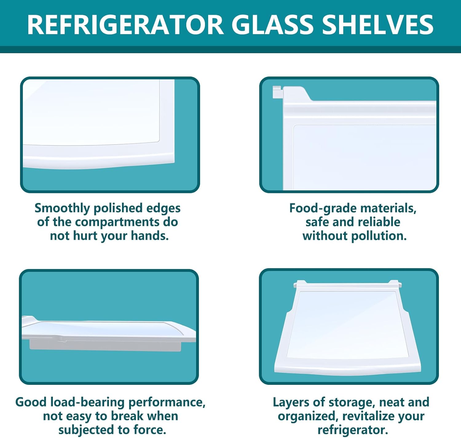 WPW10276348 Refrigerator Glass Shelf Compatible With Whir lpool, Ken more, maytag Refrigerator Shelf Replacement - Replaces AP6018411, W10276348, 1557829, 2309524 (2 pack)