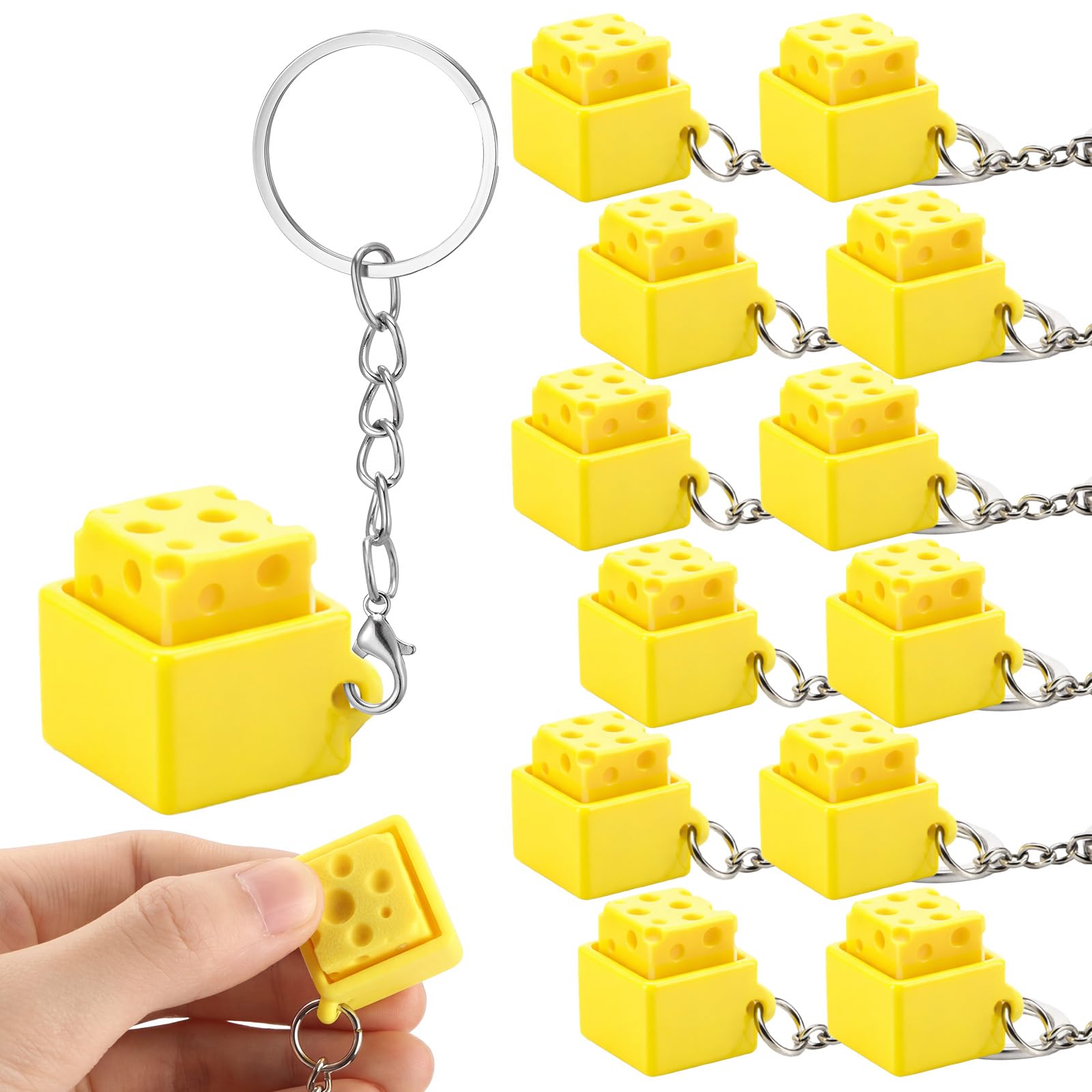 Kenning 12 Pcs Cheese Clicker Fidget Keychains Bulk Cheese Party Favors