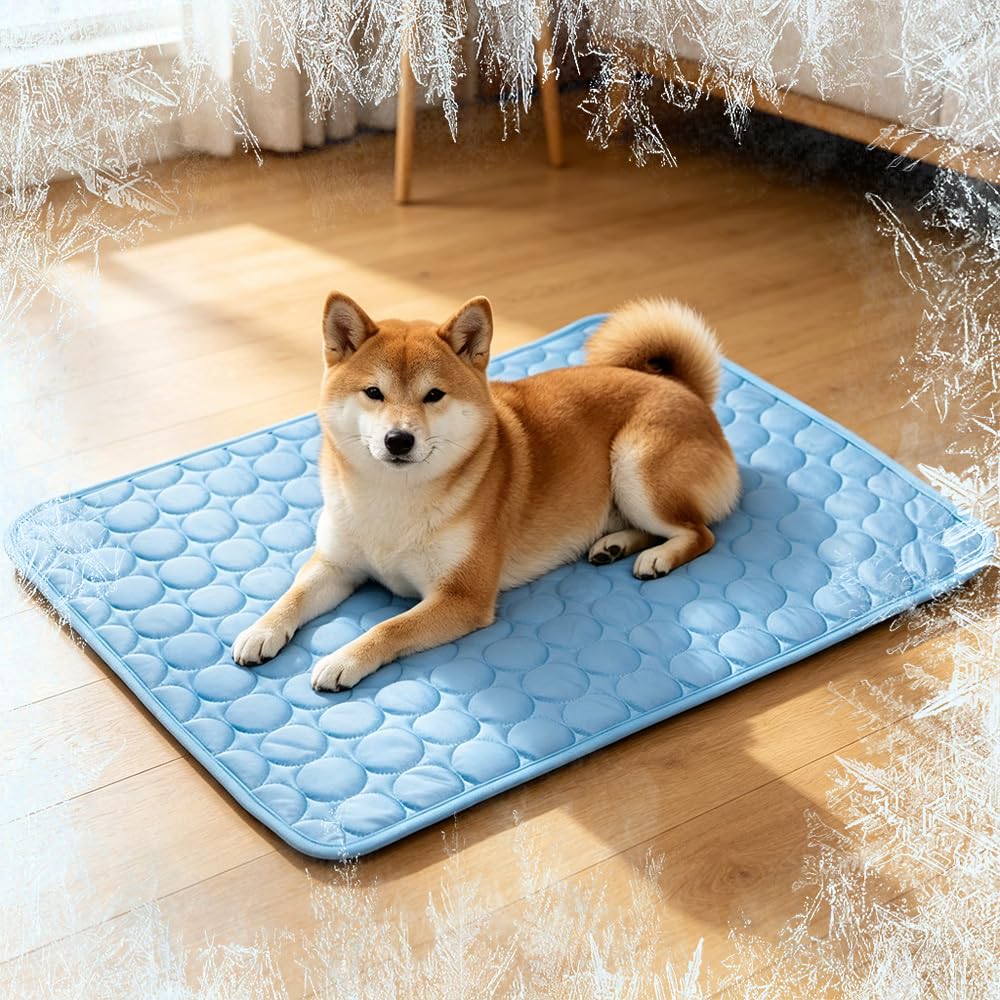 Mineup Dog Cooling Mat, Ice Silk Pet Cooling Pad for Summer, Durable Cool Mats for Dogs Cats, Washable Pet Cooling Mat, Waterproof and Scratch-Resistant, for Large Pets (Blue, XL- 100 x 75cm)