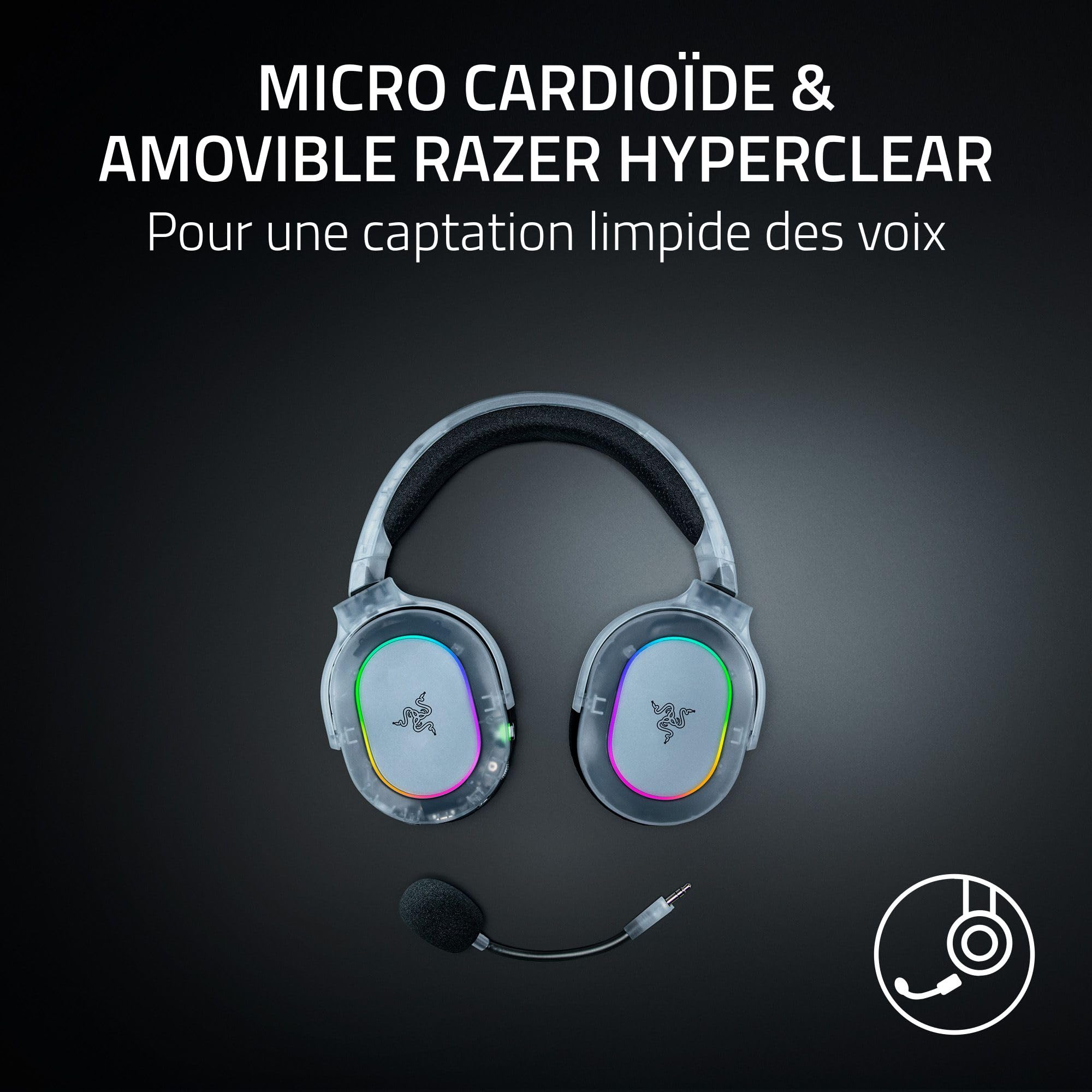 Razer Barracuda X Chroma Phantom White - Casque Gaming sans Fil Multi-Plateforme - 285g - Haut-parleurs Triforce 40mm - Double Connexion sans Fil HyperSpeed & Bluetooth - RGB | Édition Phantom White