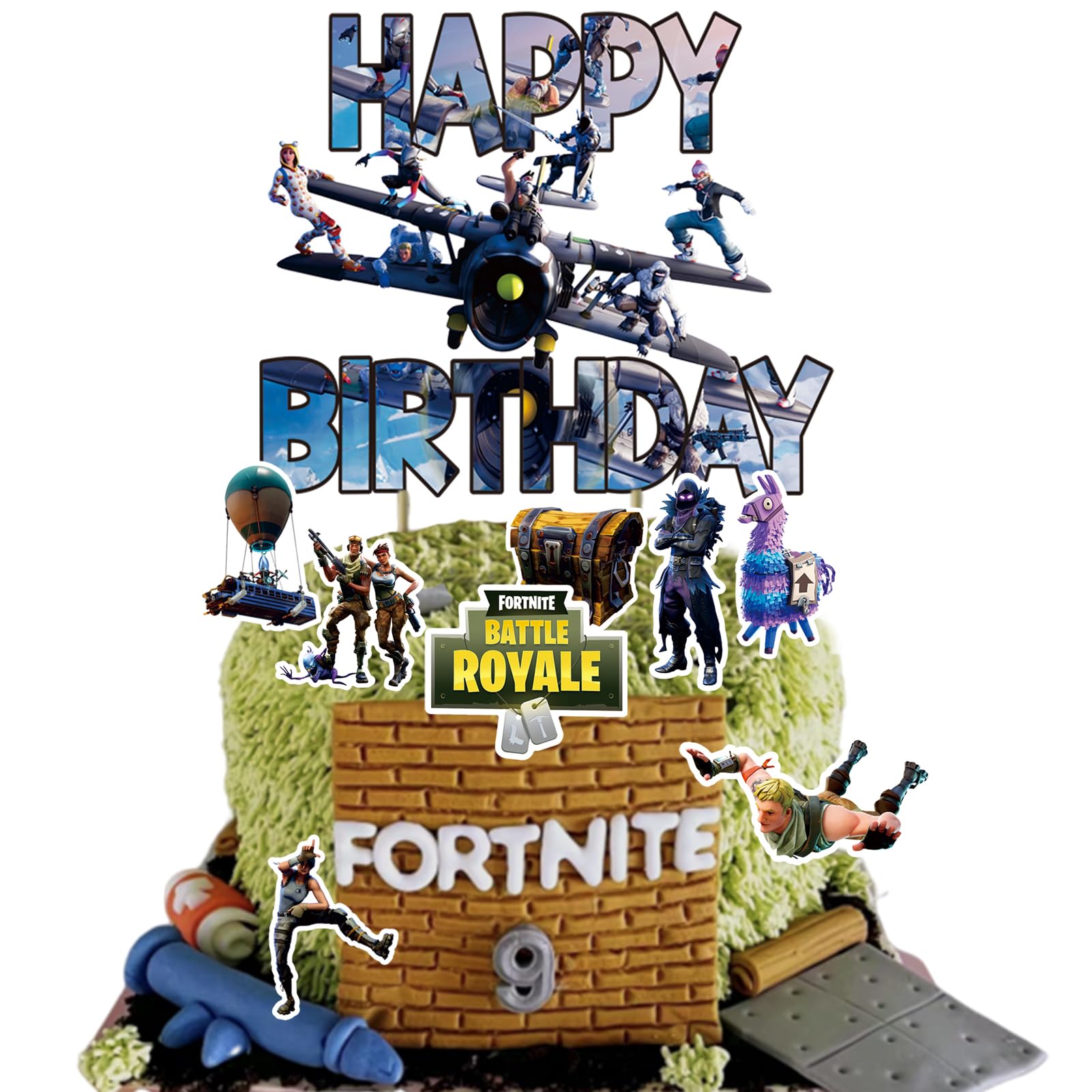 9pcs Video Game Cake Toppers Cake Decorations, Large Happy Birthday  Topper Small for Video Game Cupcake Toppers Happy Birthday Cake  Decorations