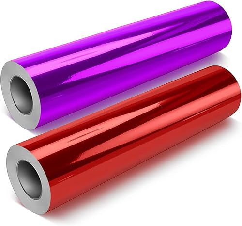 VViViD DECO65 - Paquete de 2 rollos de vinilo cromado brillante, color morado y rojo, 2 rollos (7 x 1 pie), M0