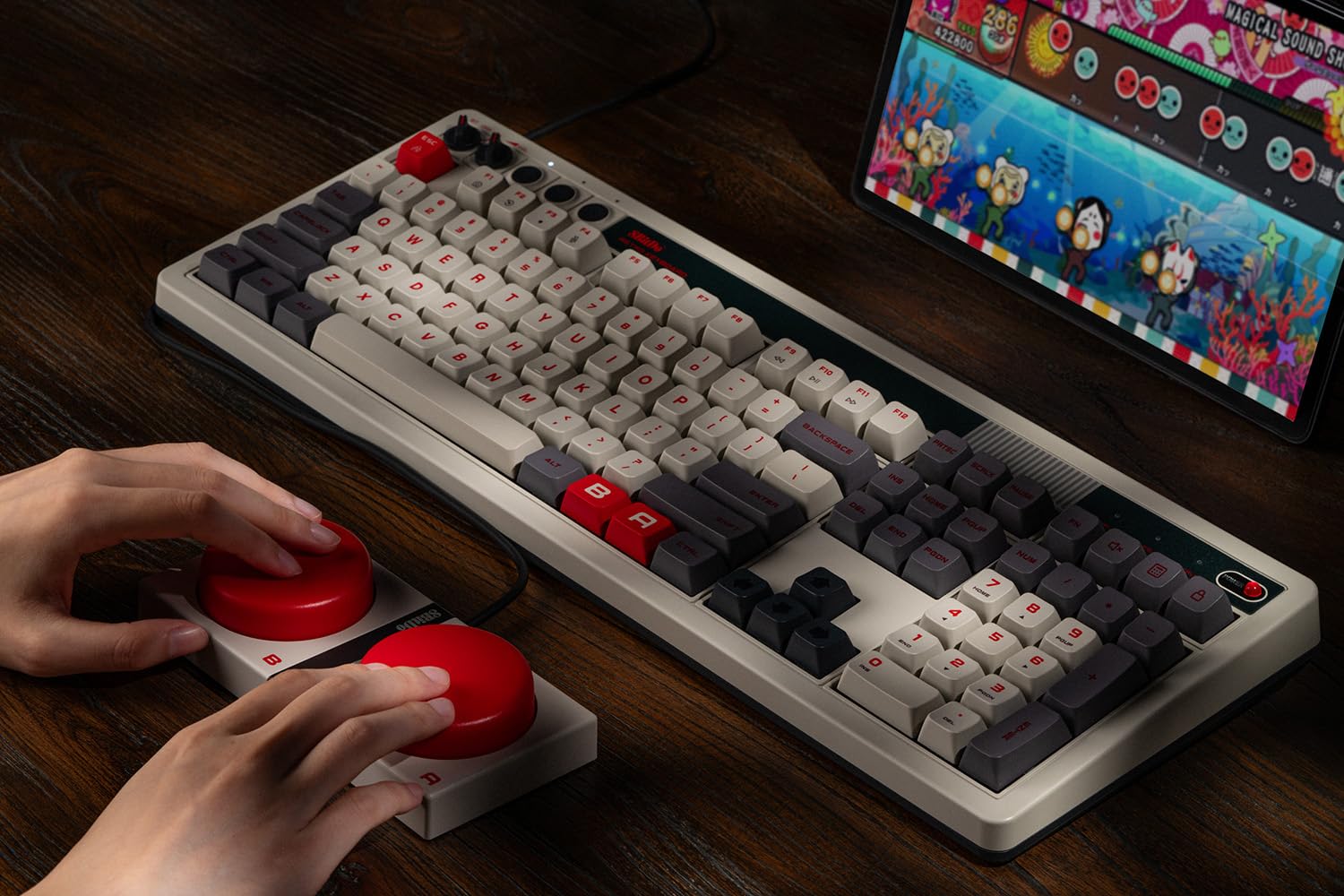 8BitDo Retro 108 Mechanical Keyboard with 108 Keys and Integrated Numpad, Bluetooth/2.4G/USB-C Hot Swappable Wireless Gaming Keyboard for Windows and Android - N Edition