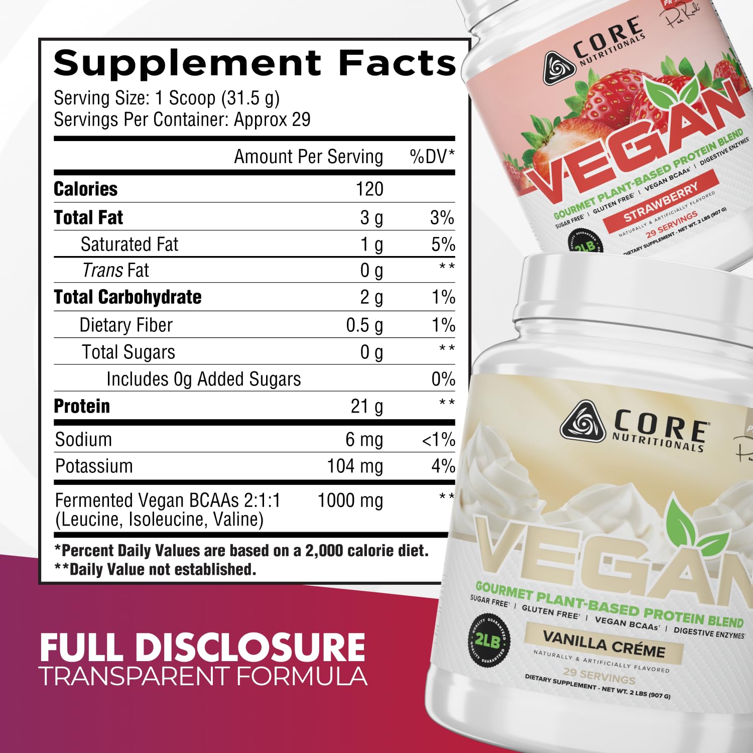 Core Nutritionals Vegan Plant Protein, Vanilla Crème, 2 lb — Amazon image 2