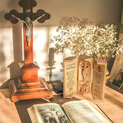 Vista 56 de Jesuspirit - Decoración cristiana, escultura católica de madera, regalos cristianos para hombres, estatua de Jesús, Virgen María, Decoración