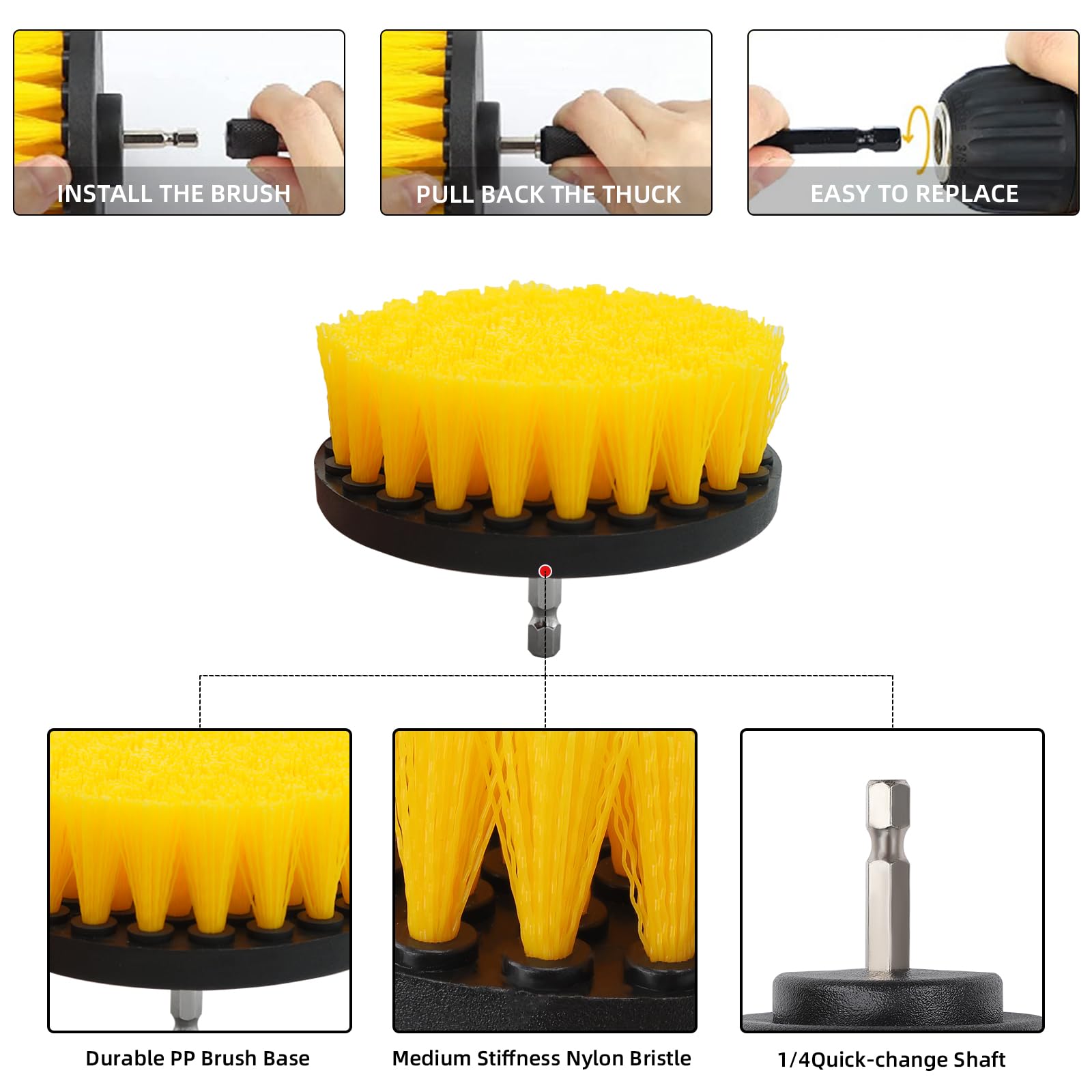 Set Spazzole Per Trapano (4-20 Pezzi) – Pulizia Auto, Tappeti, Imbottiture – Testine In Nylon