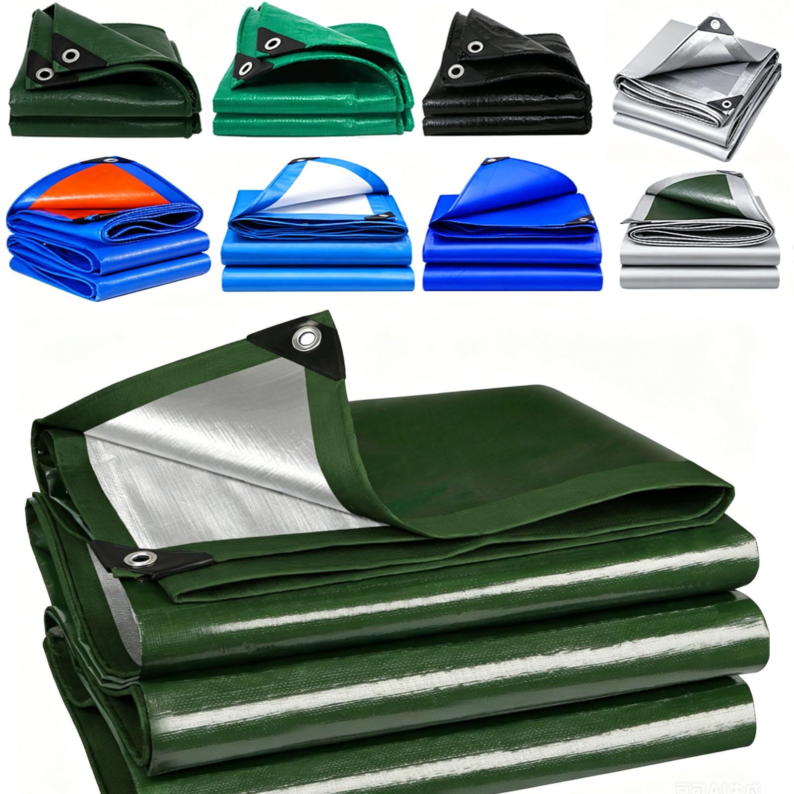 Tarpaulin Waterproof 140 x 300 cm UV Resistant, Pe Material, Lightweight Tarp Cover with Eyelets, Universal, Multipurpose for Garden Furniture Camping, Green