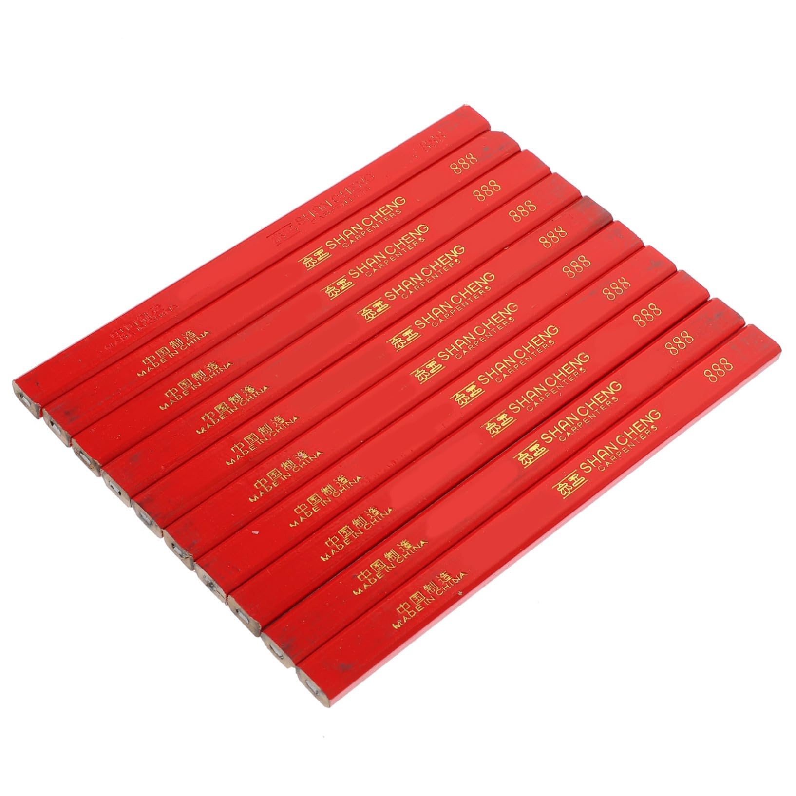 YARNOW Crayons de Charpentier Octogonaux en Bois, Lot de 72, Rouge