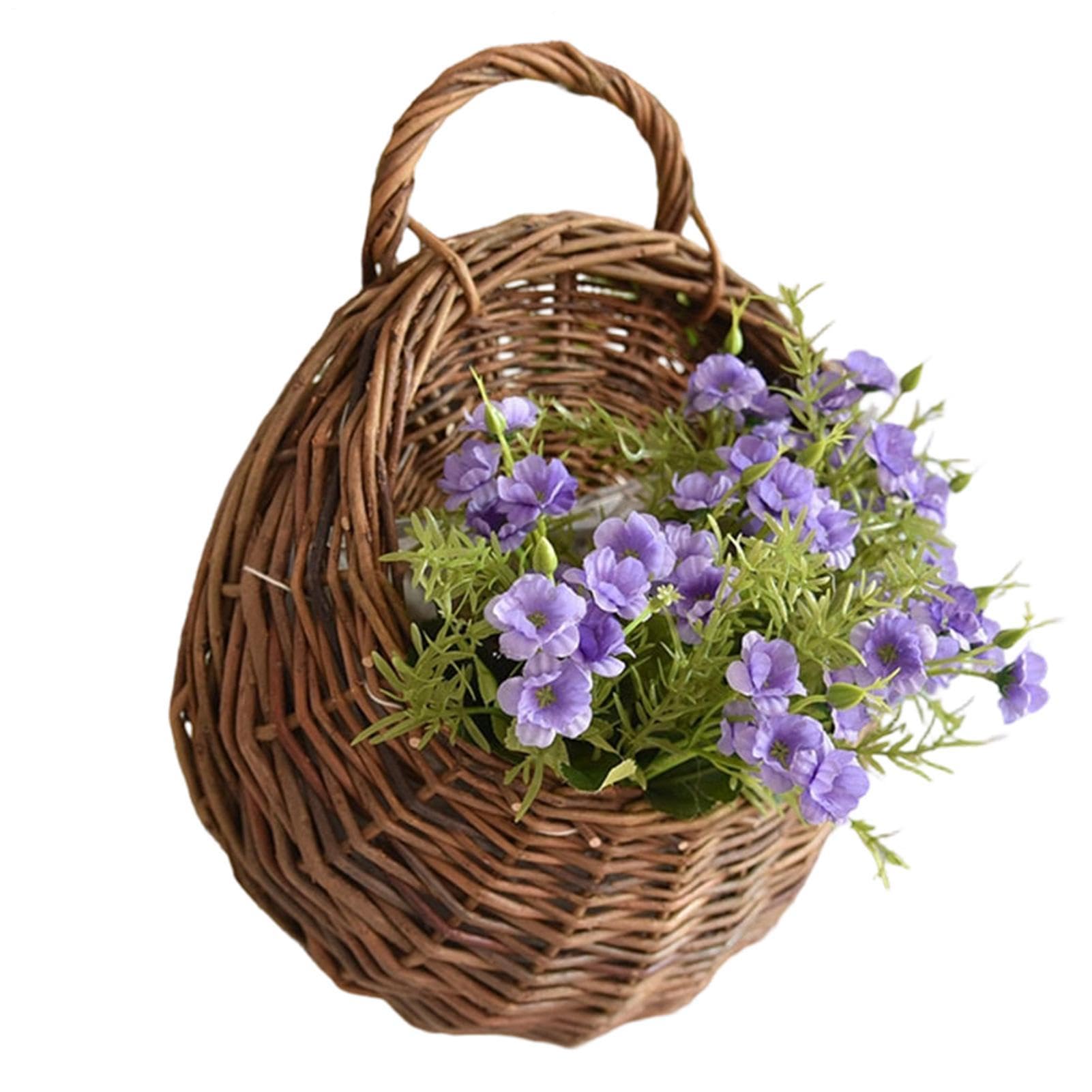 Fioriera artigianale in rattan, vaso da fiori in salice fatto a mano, vaso da 30 cm con retro , cestino da parete in fibra naturale, contenitore da appendere con stile intrecciato, supporto per