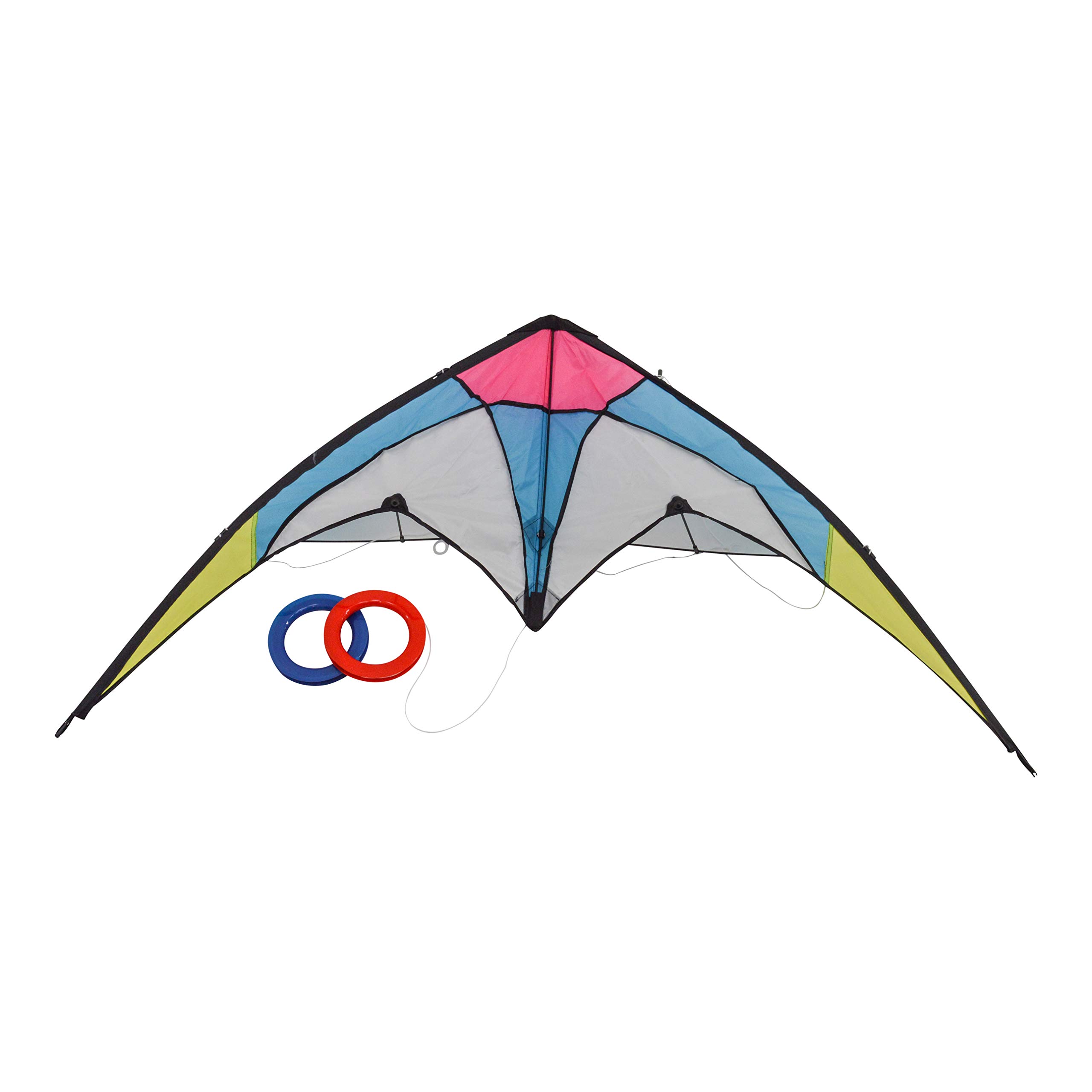 Stunt Kite - 120 x 60 cm Dual Line Kite - High Flying Kite with multi coloured panel design - Stunt Kites for Outdoor Fun - Dual Line Stunt Kites - Popular entry-level stunt kite