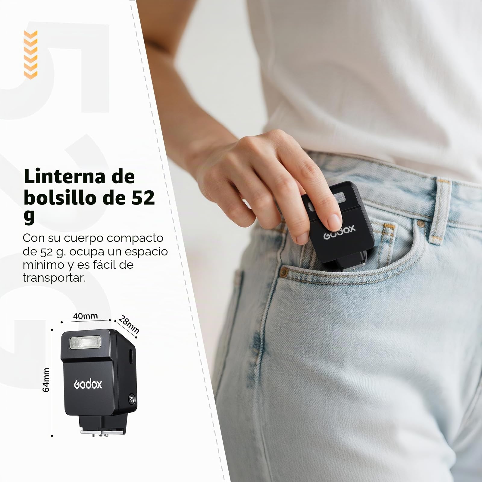Godox iT22-F Flash para Fujifilm, TTL Mini Flash con Pantalla Intuitiva, Reciclaje en 1.5s, 700 Destellos a Potencia Máxima con Batería Interna Recargable USB-C, Flash de Bolsillo Portátil (Negro)