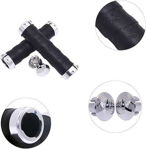 Miniatura 9 de Mango de cuero de diseño ergonómico para bicicleta, engranaje fijomontañabicicleta plegable doble bloqueo barra agarre