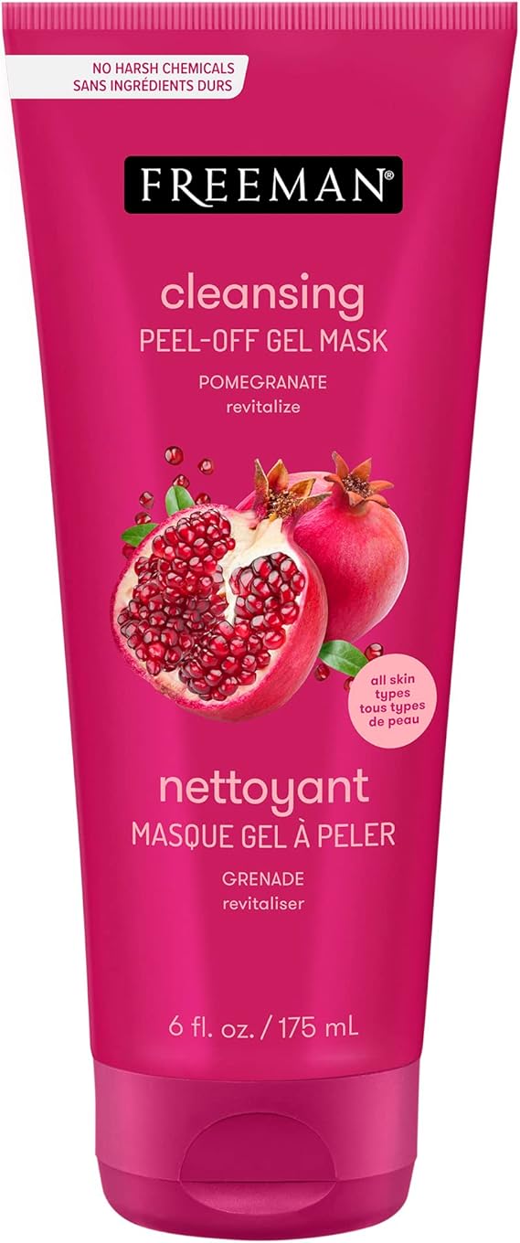 Freeman Pomegranate PeelOff Gel Facial Mask, Skin Cleansing, 1 Count, 6 fl oz/175 mL Tube