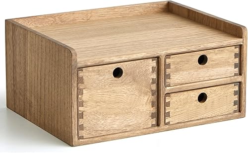 Miniatura 13 de KIRIGEN Estante Organizador de Madera con 3 Cajones para Decoración del Hogar Cocina Suministros de Oficina Gabinete de Escritorio para Organizador