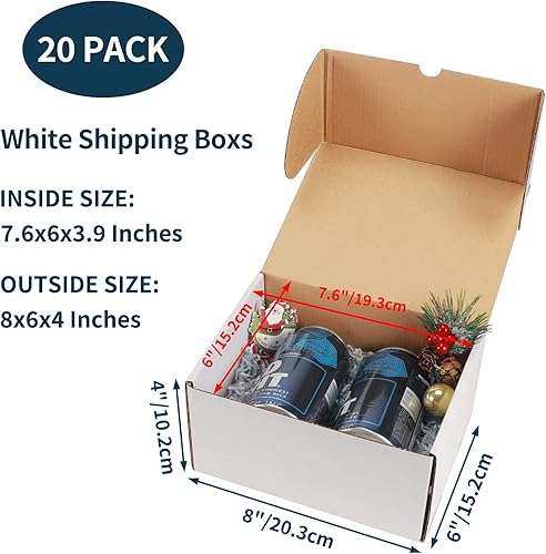 Miniatura 67 de WIFTREY Cajas de envío pequeñas de 8 x 6 x 4, paquete de 25 cajas para correo, embalaje, cajas de cartón corrugado blancas para pequeñas empresas