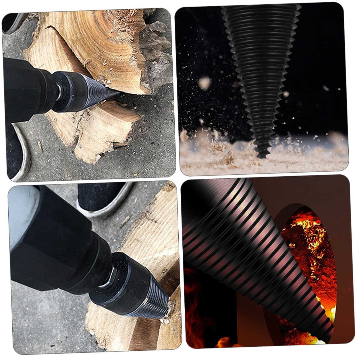 Punta per Trapano Spaccalegna in Acciaio, 50mm, per Legno Duro e Legna da Ardere, Scanalatura Antiscivolo, Facile da Forare