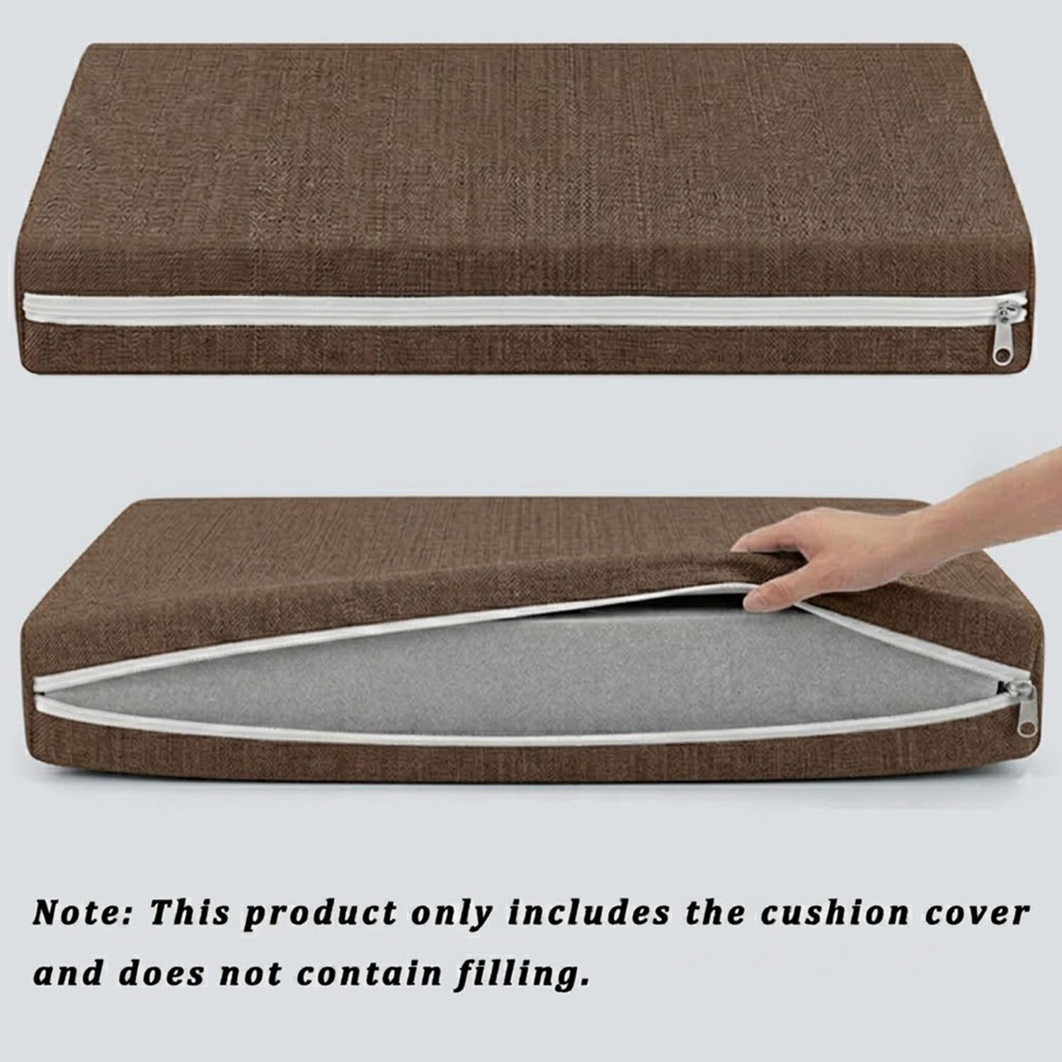 Générique Housse De Coussin Palette Faux Lin Assise Dossier avec Fermeture Éclair Et Fond Antidérapant pour Canapé Jardin Extérieur Taille Personnalisable Housse Uniquement(Gris,Seat 80x120cm)