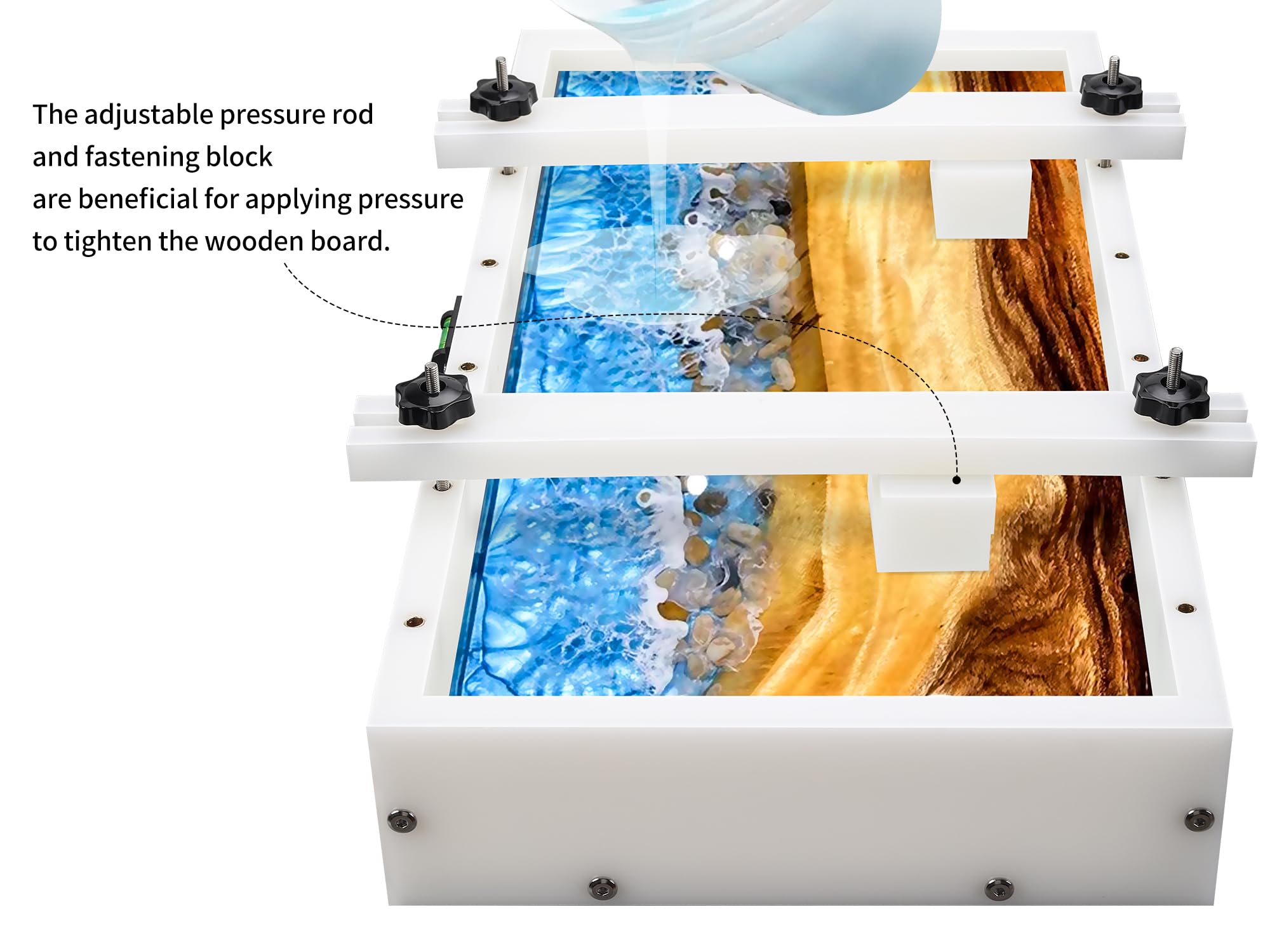 GROWLING Reusable Epoxy Resin Mold, 24x12x3 Inch Large Resin Mold with Adjustable and Fastening Functions, Rectangle epoxy molds for River Table, Cutting Board, Tray, Coffee Table etc.