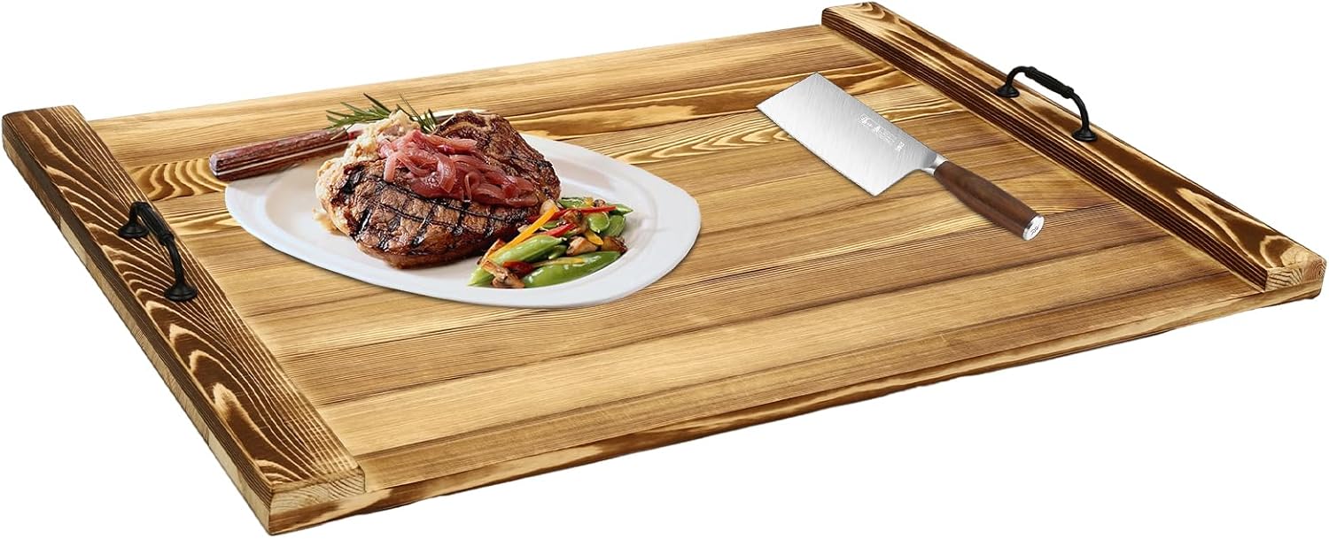 Stove Top Covers with Handles for Electric Stove - Wood Noodle Board for Gas Stovetop - Stove Top Covers for Gas Burners - Wooden Kitchen Sink Cover for Counter Space & Tray