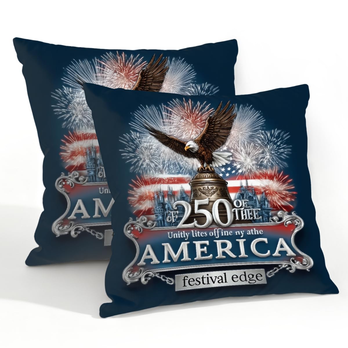 Outdoor Pillow Covers Waterproof Pillowcases 22x22in Set of 2 250th America Celebration Eagle Decorative Throw Cushion Case for Couch Sofa Garden Patio Furniture