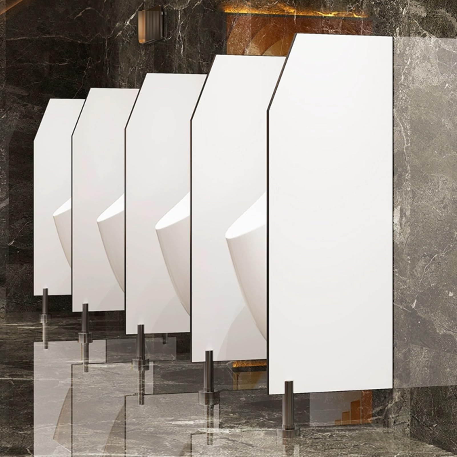 SXDMOUBK Urinal Privacy Screen, Waterproof Floor-Mounted Urinal Partition Divider for Schools Malls Public Places, White, 1Pcs