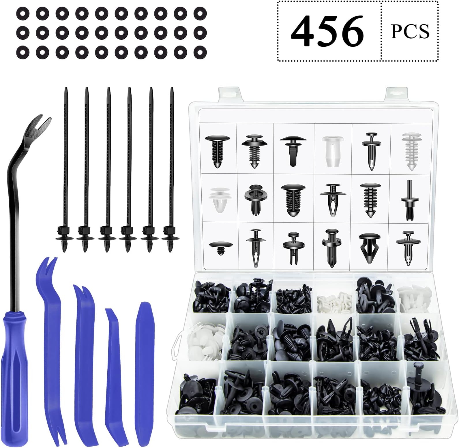 AXELECT 456 Pack Trim Removal Tool, Car Panel Door Audio Trim Tool Kit, Auto Clip Fastener Remover Pry Tools Set, Push Pins Clip Removal Tool Set