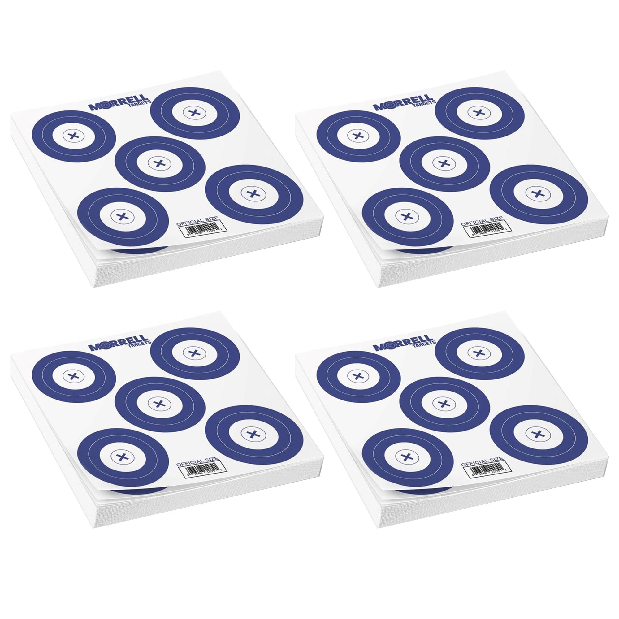 Morrell Targets 100 Count Archery NFAA Official Size 5 Spot Card Stock Paper Training Target Face Set for Outdoor Sports and Recreation, 4 Pack, Blue