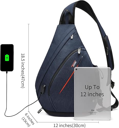 Miniatura 5 de TUDEQU Bolso bandolera bandolera con bolsillo húmedo para hombre y mujer, Azul oscuro, talla única , Mochilas Sling