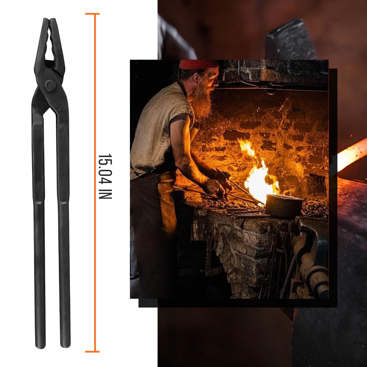 Pinze a becco di lupo per fabbro Bladesmith, strumenti essenziali per fucina per principianti e professionisti (381 mm)