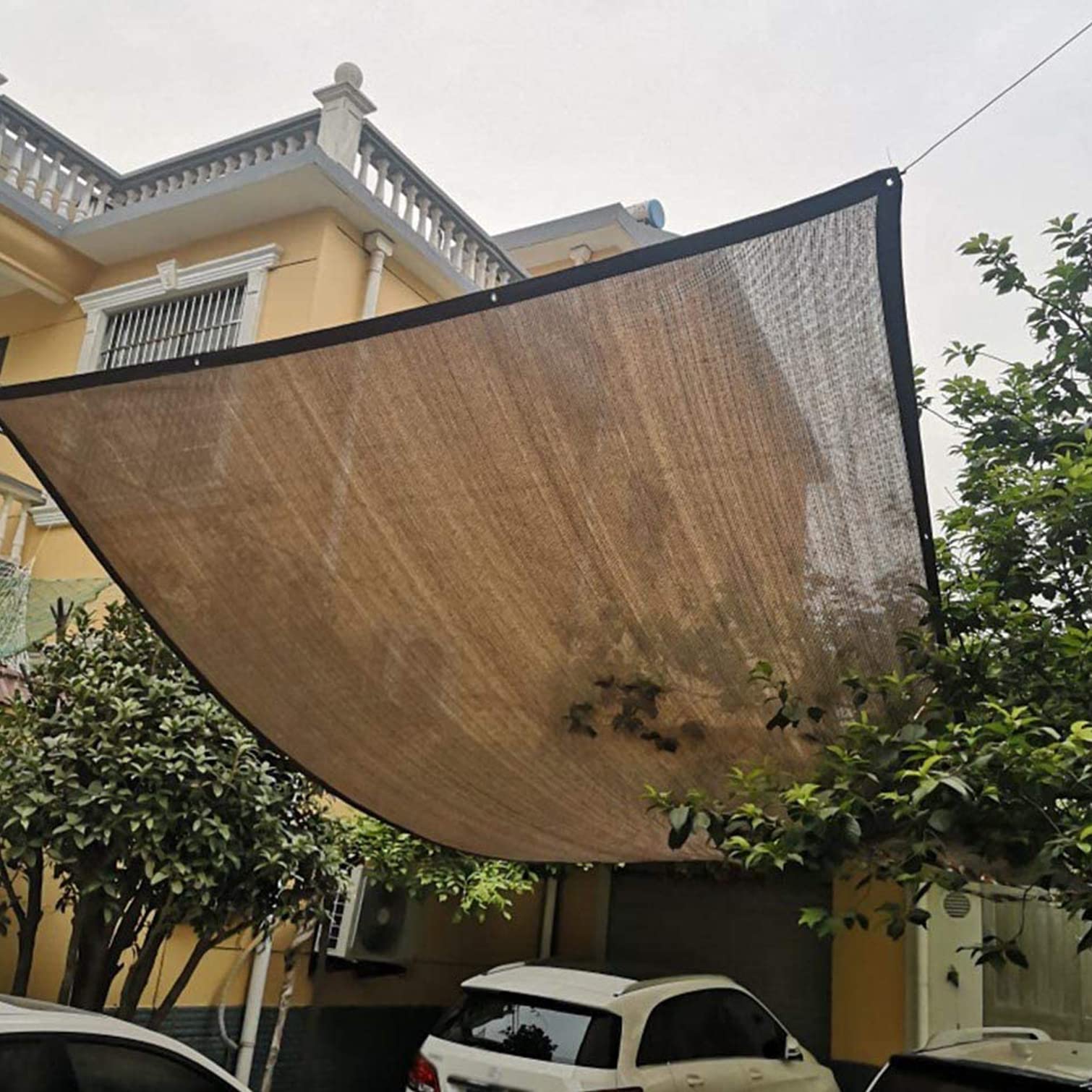 Red de Sombra para Exteriores,Malla Sombreadora Anti-UV 90%,Solar Sombra Paño,Toldo Vela de Sombra Marrón,Malla de Ocultación Anti-Âge,para Invernadero/Balcón/Patio/Techo/Cochera (4x5m/13x16.4ft)
