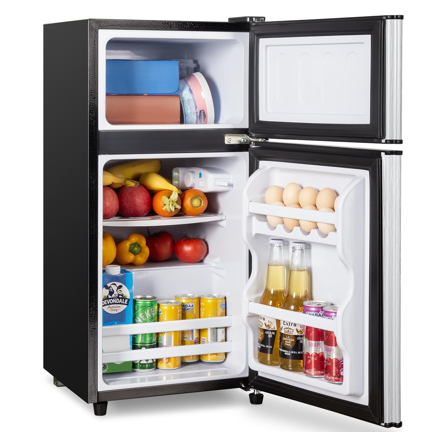 3.2 Cu.Ft Mini Fridge with Freezer, 7-Level Cooling Small Refrigerator