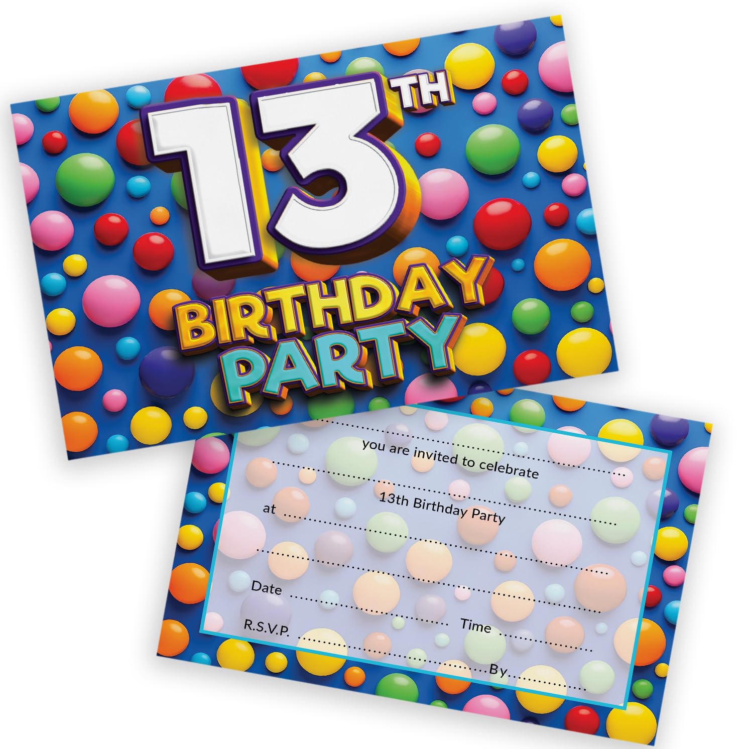 13th Birthday Party Invitations Teenager - Candy Sweets Chocolate 20 Pack - Childrens Birthday Invitations for Boys/Girls A6 Bday Party Invites Invitation Cards with Folding Envelopes
