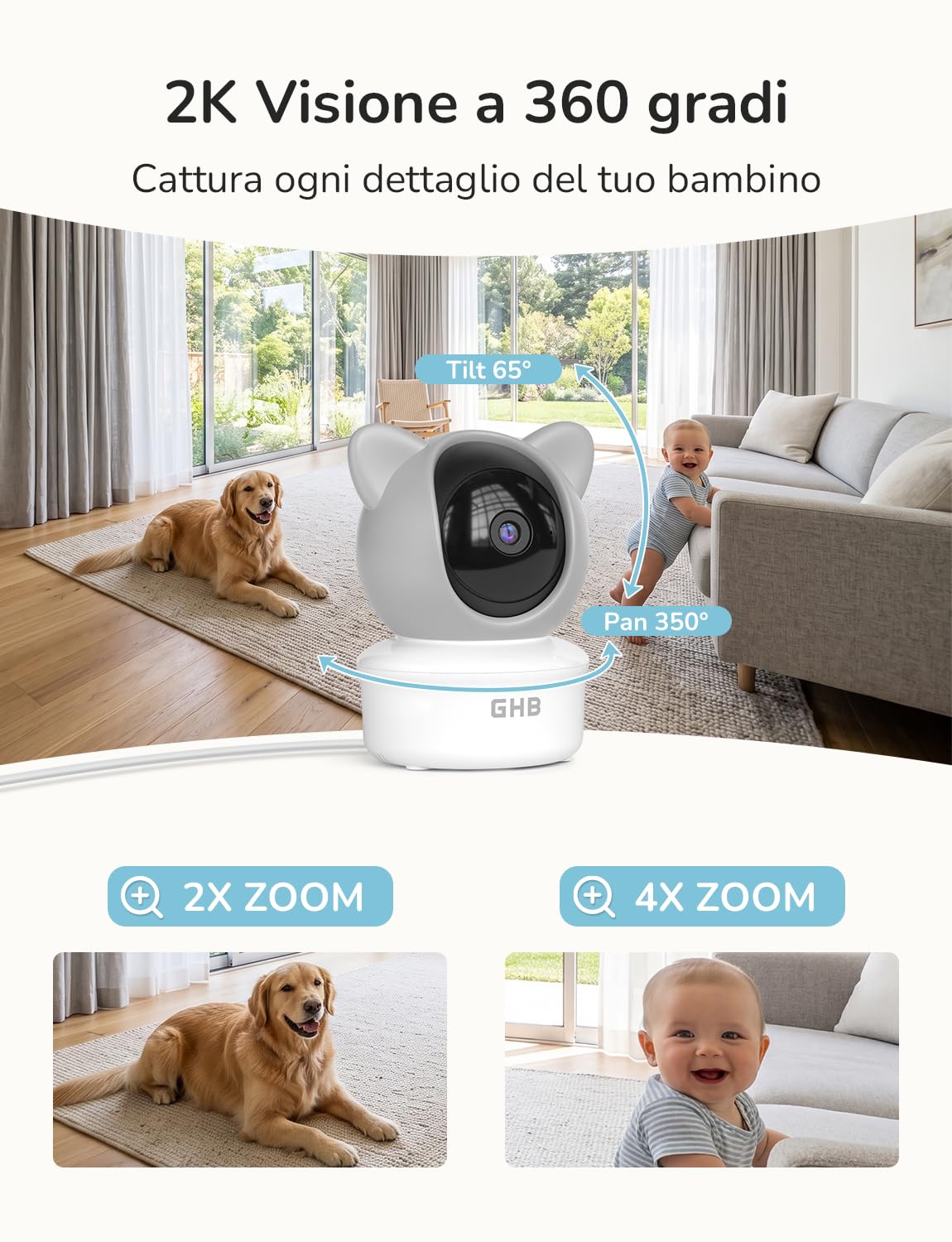GHB WiFi Baby Monitor Telecamera, Compatibile con Schermo Modello BABY6T