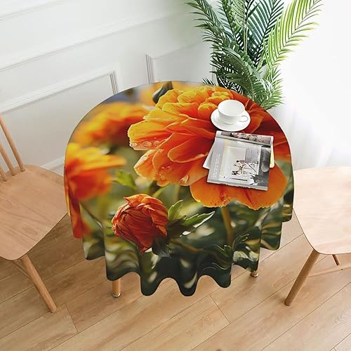 CSGJMYGS Mantel con estampado de flores de otoño de caléndula a prueba de derrames, mantel de tela decorativa para el hogar, cocina, interior y
