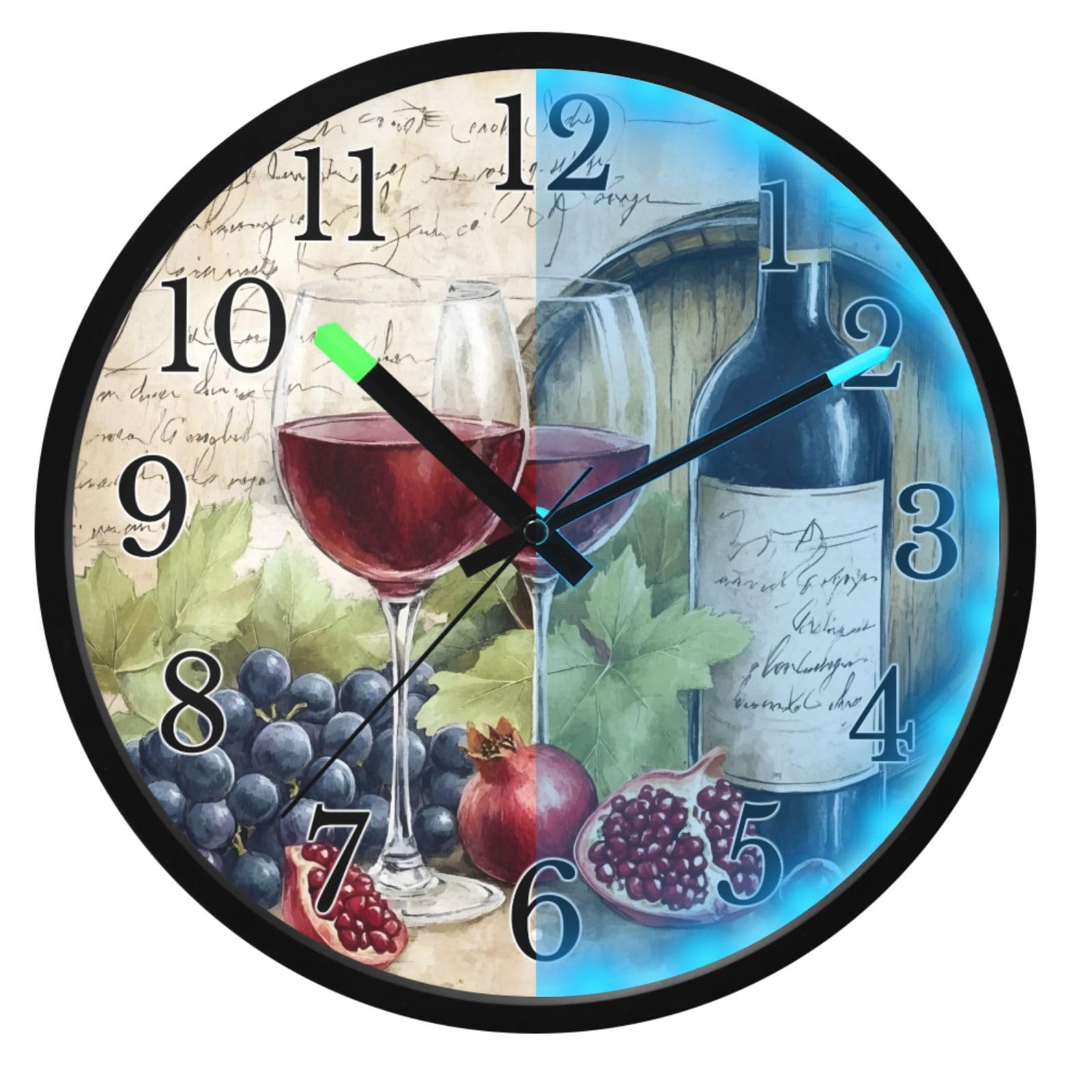 Horloge murale lumineuse sans tic-tac pour chambre et cuisine