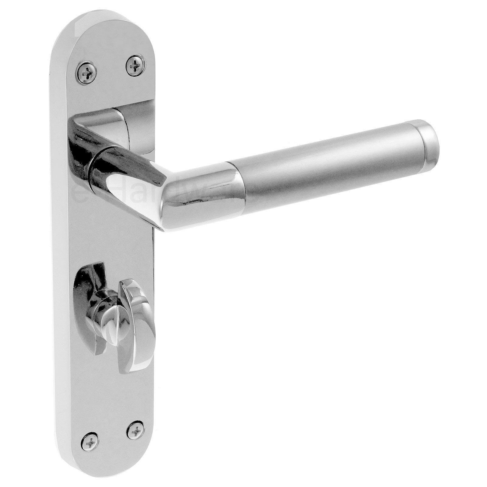 Frelan Jedo JV438PC/SC Mitred Door Handle Bathroom Set 185 X 39mm Polished Chrome / Satin Chrome