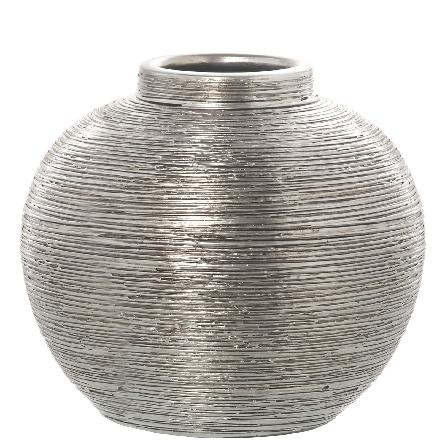 Vase en céramique argent ø30cm pour illuminer un meuble sombre sans encombrer