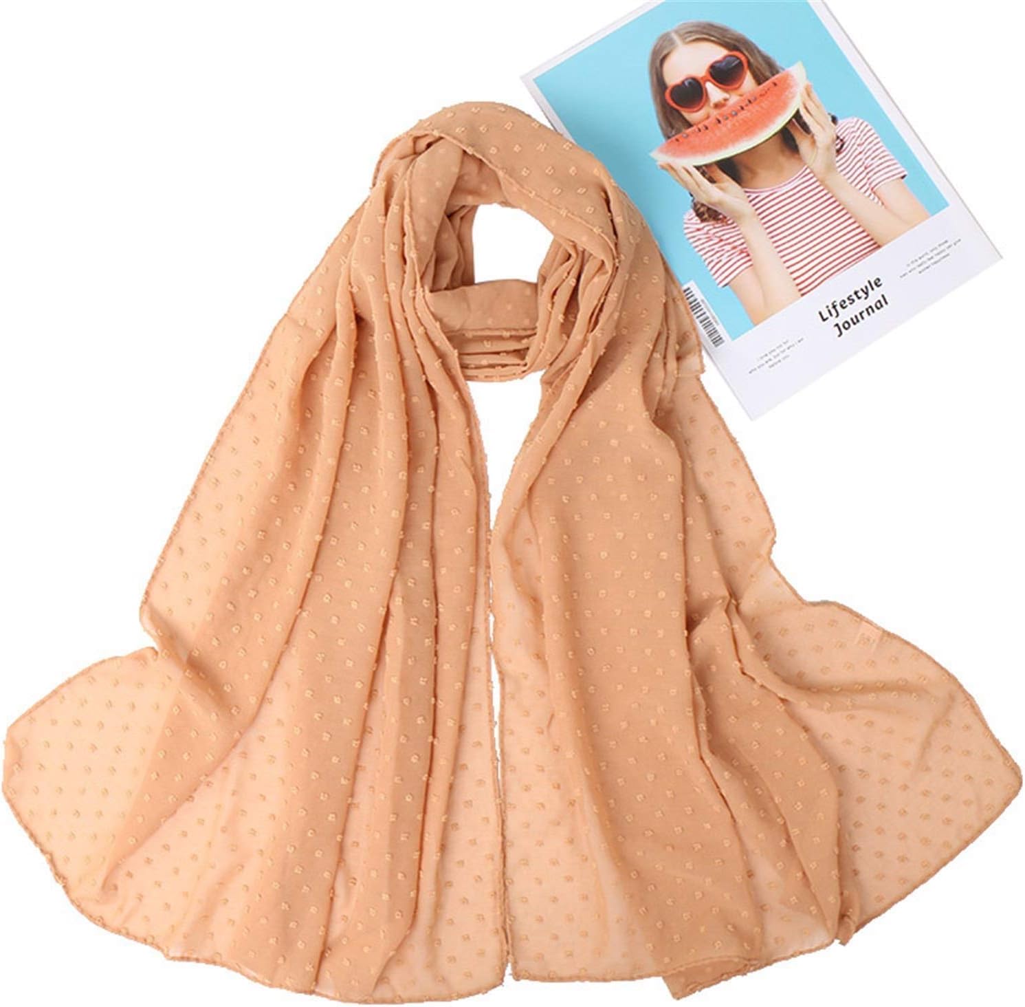 Barakath Pom Pom Bubble Chiffon Hijab Scarf Women Long Shawl Wrap Headband (Pack of 2)