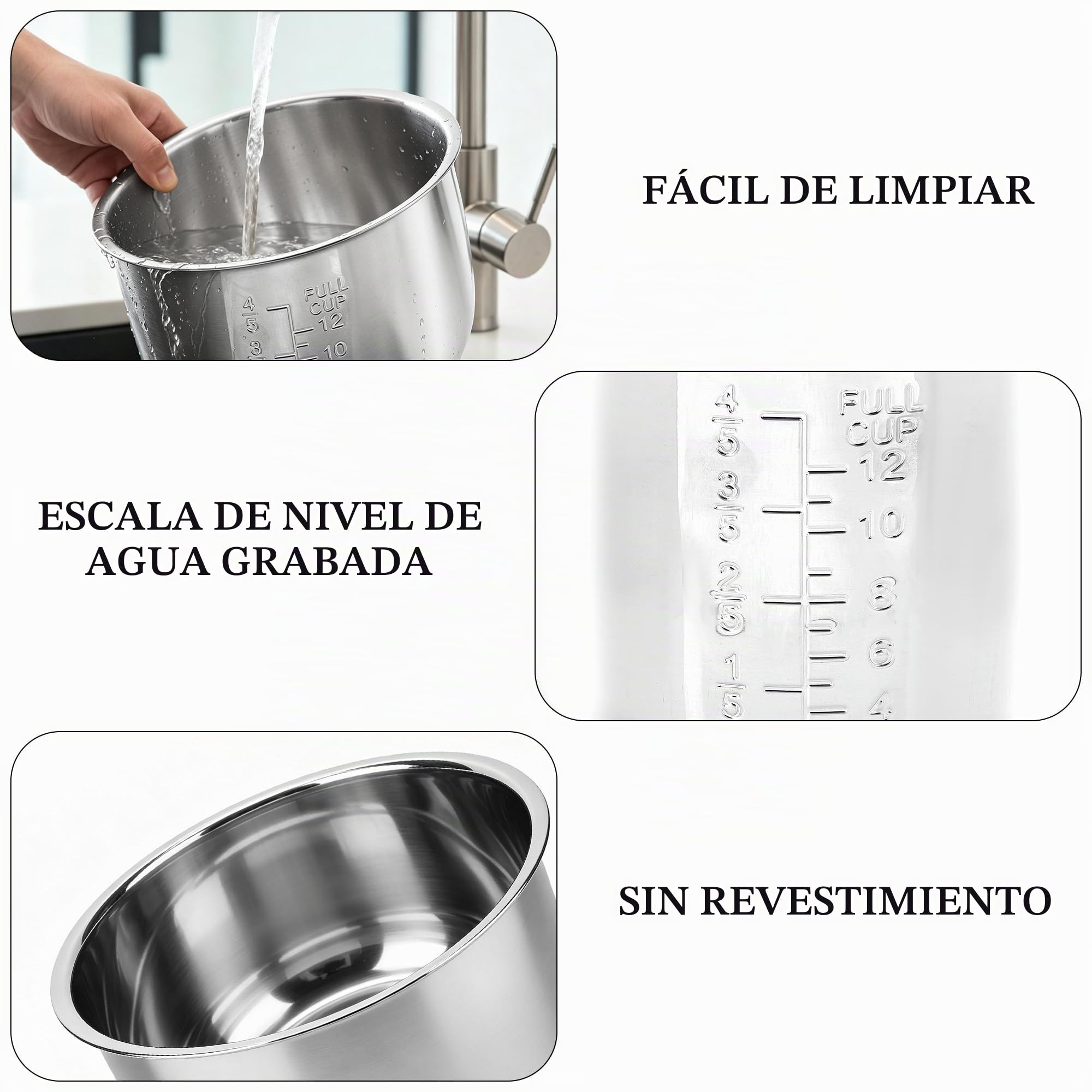 Linkidea Recipiente interior de acero inoxidable 304 para arrocera, compatible con Instant Pot Duo 7 en 1, apto para lavavajillas, sin recubrimiento, bowl de repuesto