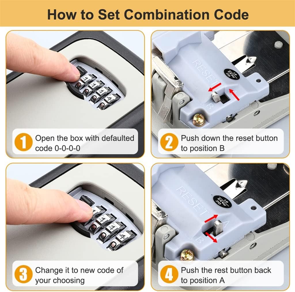 JSEIAJB Sectyme Key Lock Box 4 Digit Combination Password Storage Security Indoor Outdoor Safe