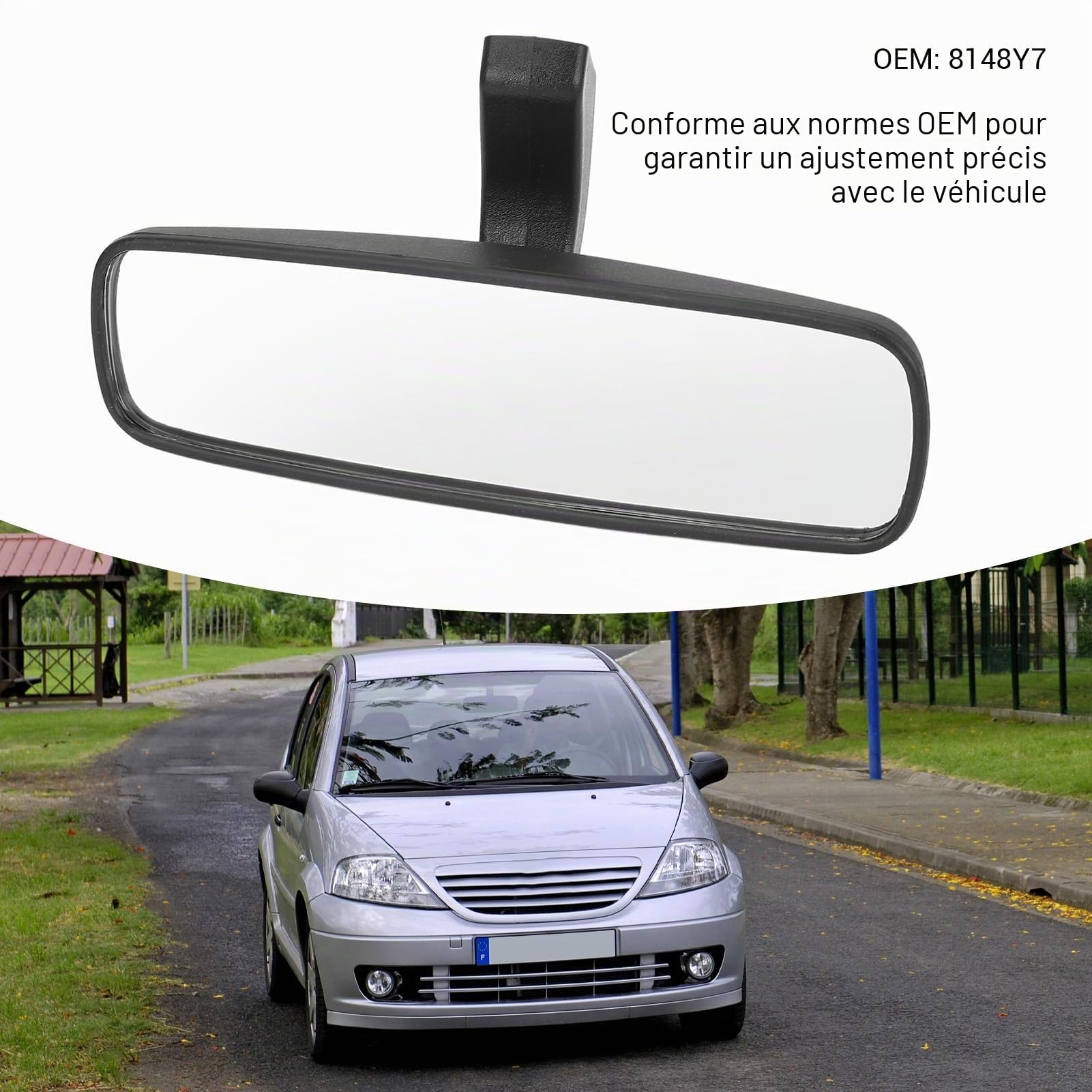 Miroir de Vue Arrière Intérieure 8148Y7, Voiture de Rétroviseur Intérieur Remplacement du Rétroviseur pour C3 I C4 I I II