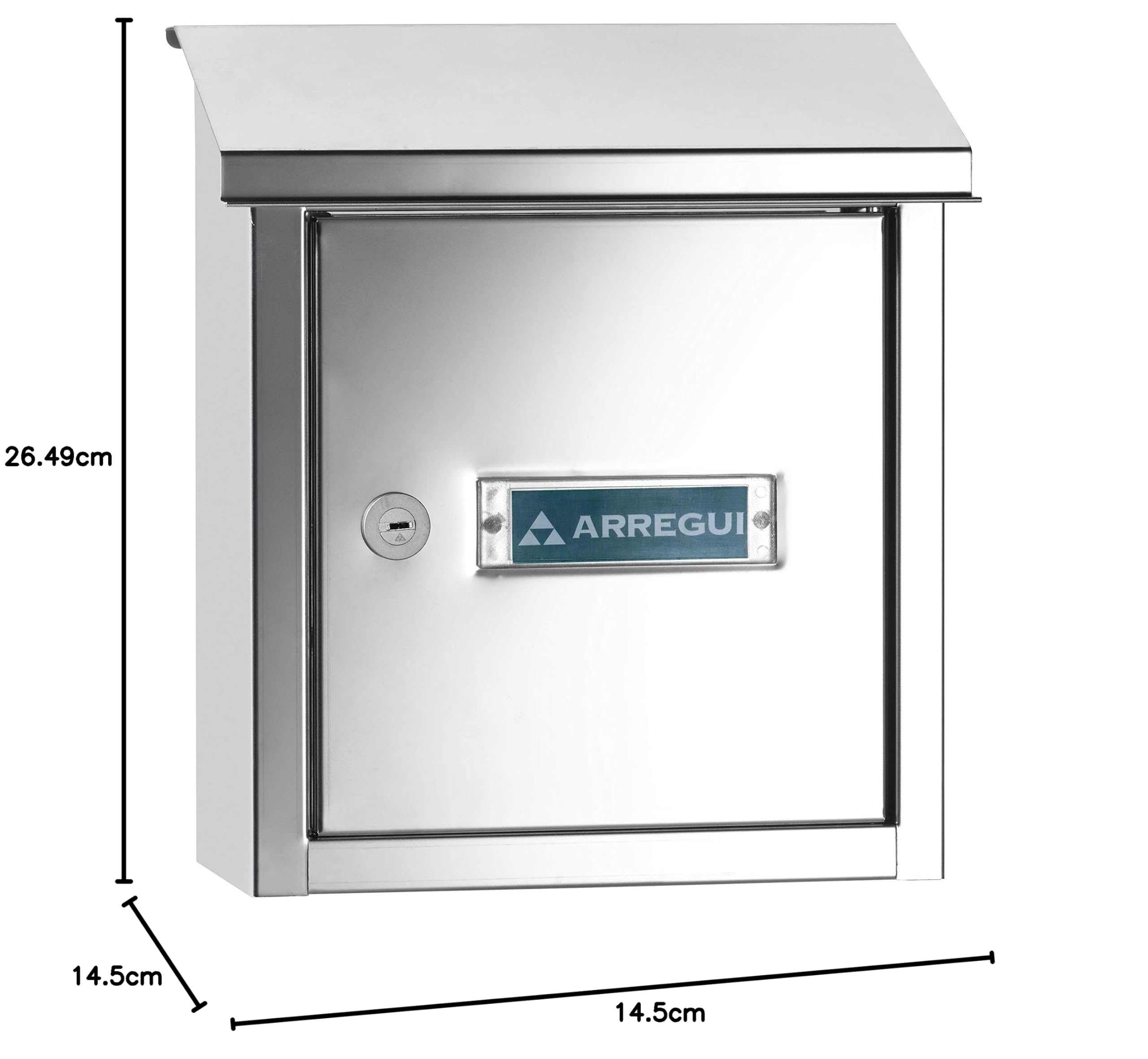 ARREGUI V4097 Buzón Recogecartas de Acero Inoxidable Para Puertas o Verjas en el Interior, Boca Recogecartas de 23x4 cm, Tamaño S (Correo DIN A5), Anticorrosivo, Fácil de Instalar, Inox Brillo