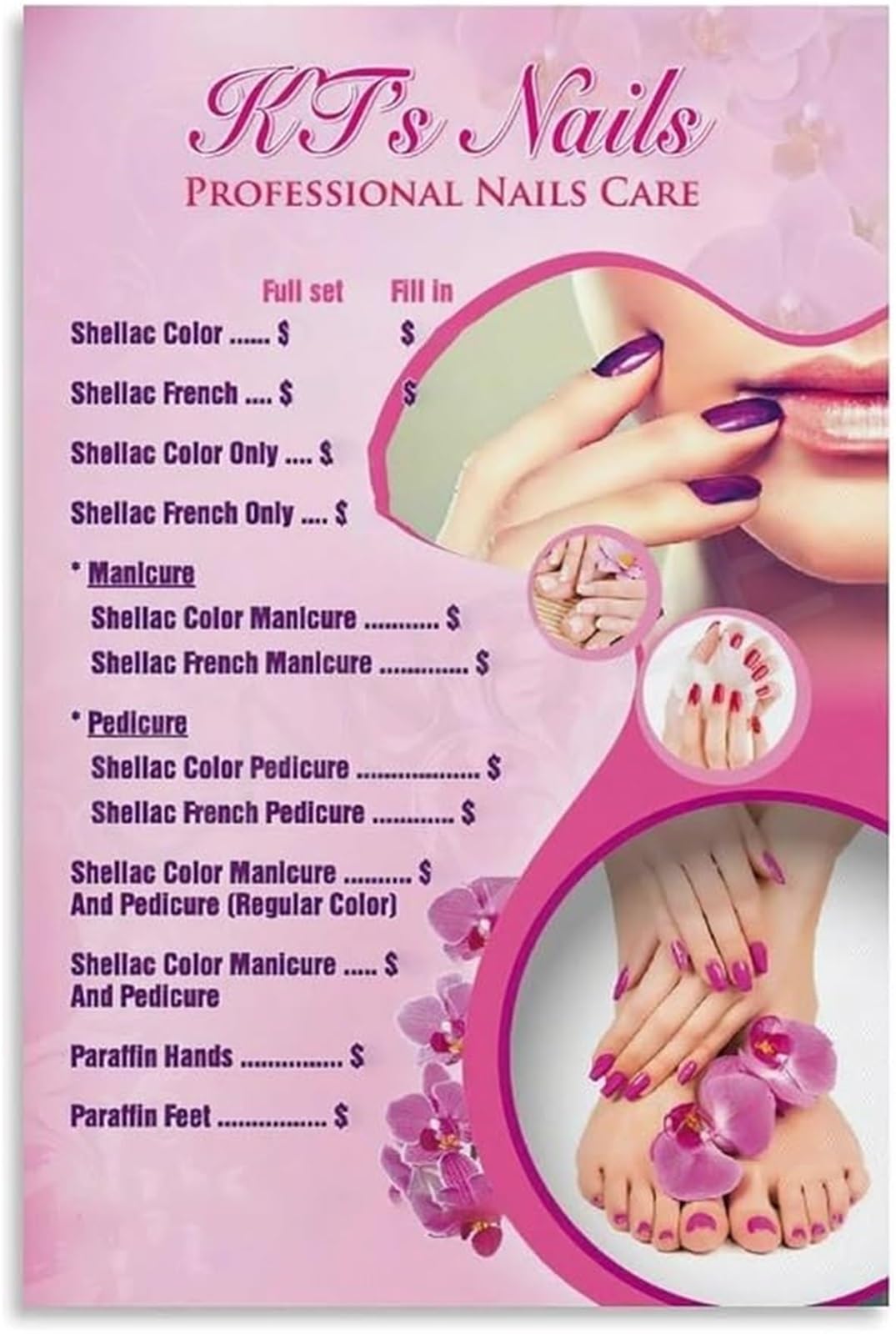 AUOQKQUT Metal List Sign for Nail Salon Vintage Wall-Art Decor Manicure Menu Board 8 X 12 in