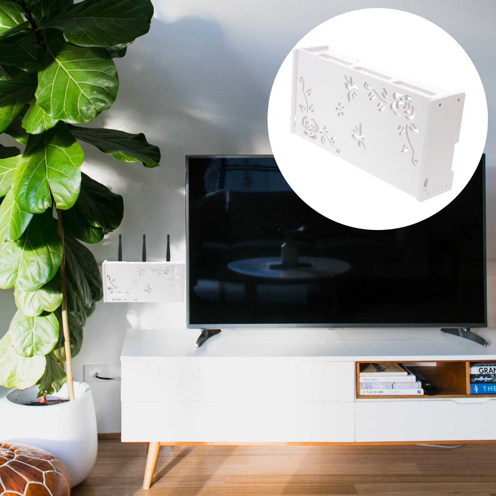 Joebo Support mural pour routeur WiFi, modem, câble, prise d'alimentation, boîtes de rangement pour la maison