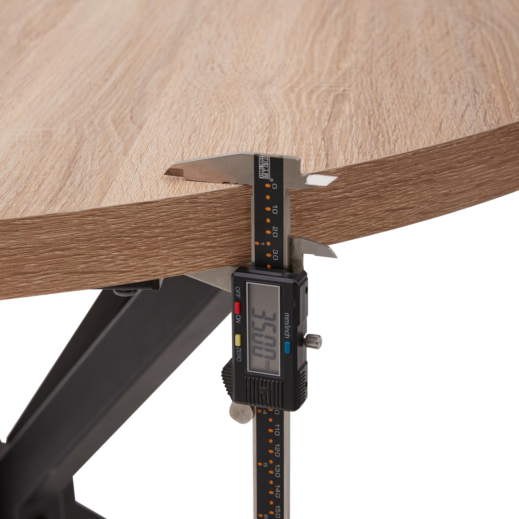 GrandCA HOME 100 cm esstisch rund，Großer esstisch,Geeignet für 4-6 Personen，MDF-Platte/Metallbeine aus Eisen,Geeignet für Küche, Esszimmer, Café, Wohnzimmer (Helle Holzmaserung)