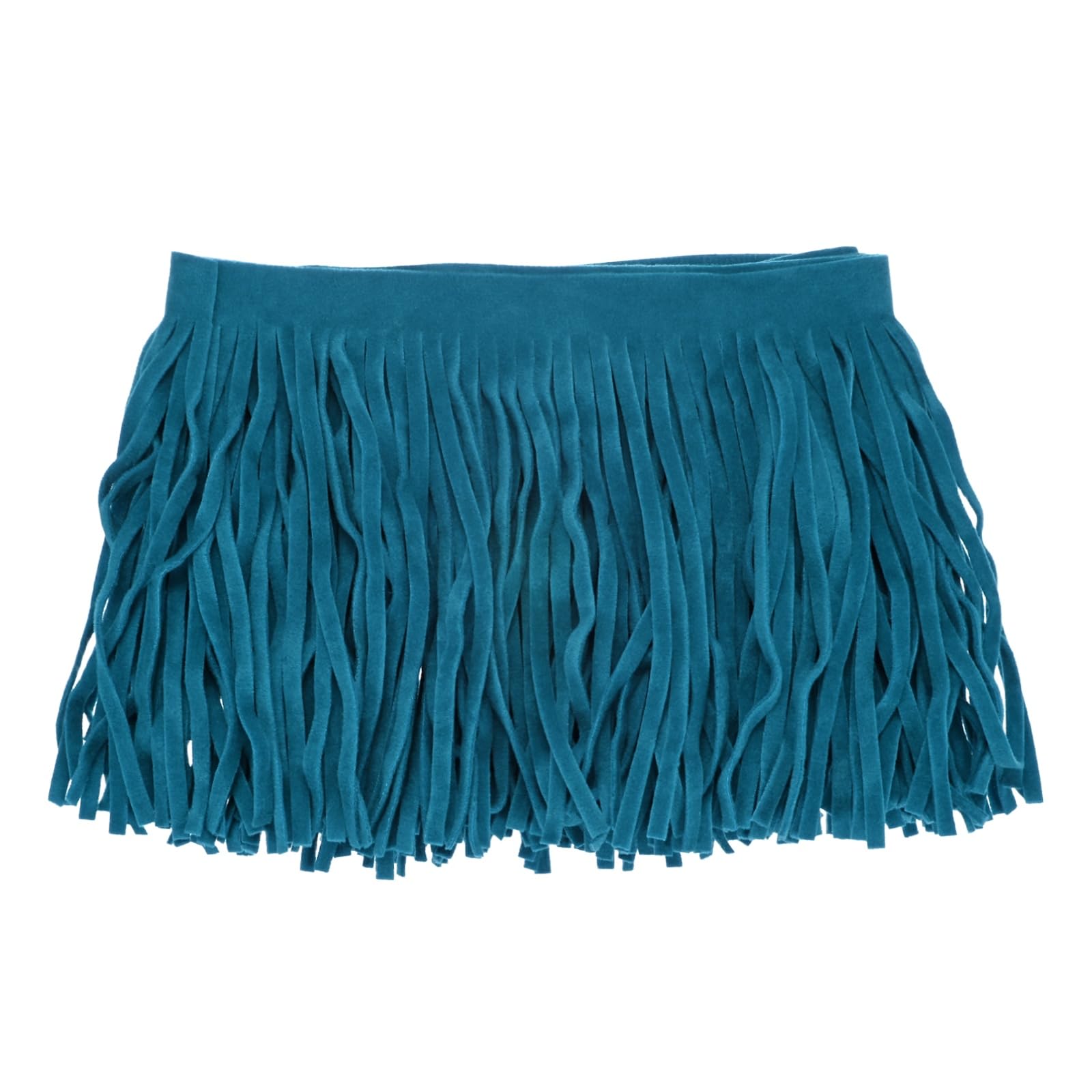 M METERXITY PU Leather Fringe Trim, 1 Yard 4 Inch Peacock Blue Double Side Suede Tassel Sewing Trim for DIY Craft/Sewing Dress Costume/Bags Shoe Decoration, Fringe Tassel