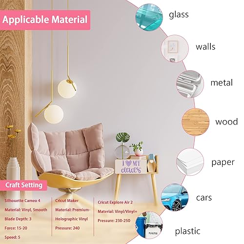 Miniatura 4 de AHIJOY Paquete de 22 hojas de vinilo adhesivo permanente mate brillante de 12 x 12 pulgadas con purpurina y 2 cintas de papel de transferencia de