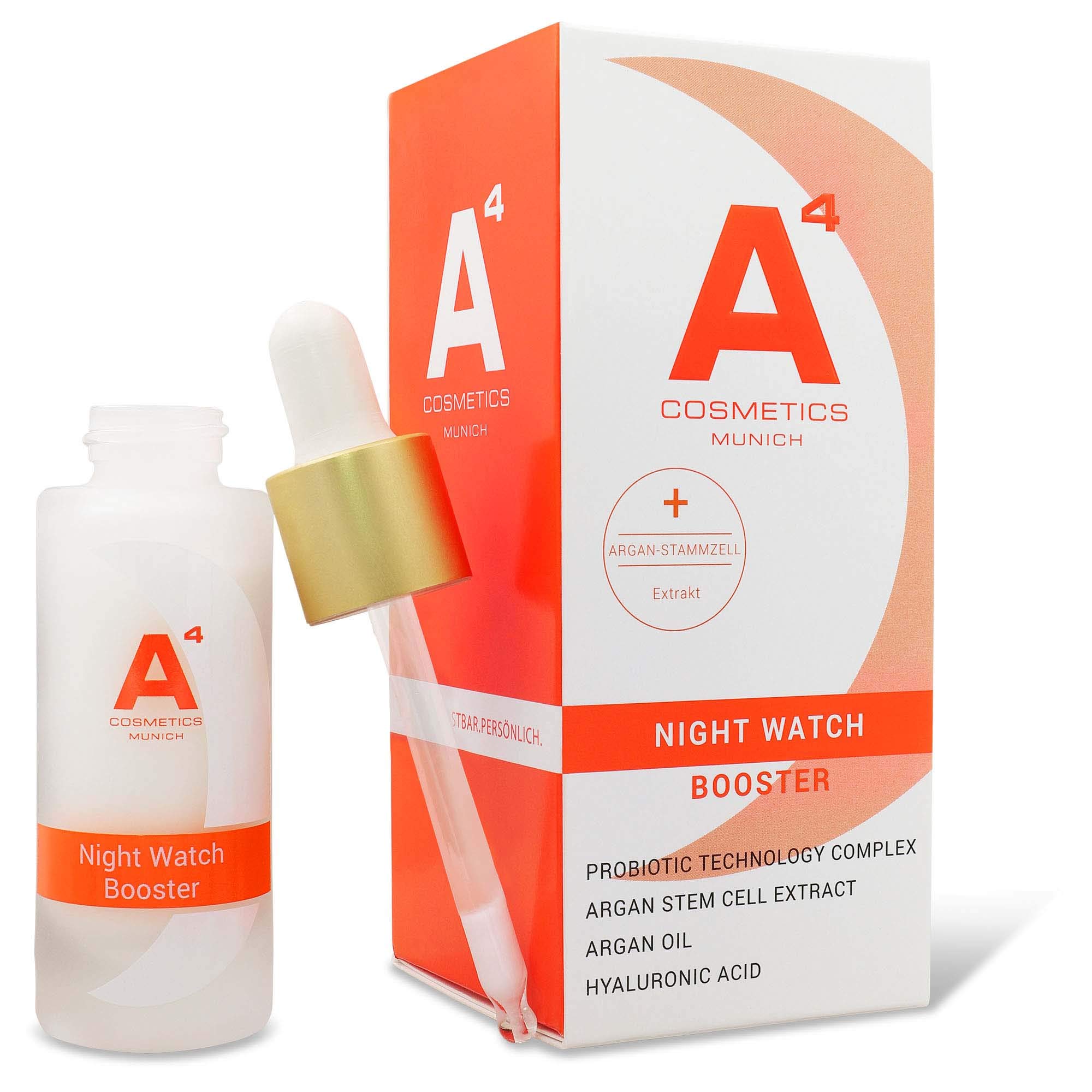 A4 - NIGHT WATCH BOOSTER Anti-Aging Nachtserum | Nachtpflege mit 100% Arganstammzellextrakt (20ml)