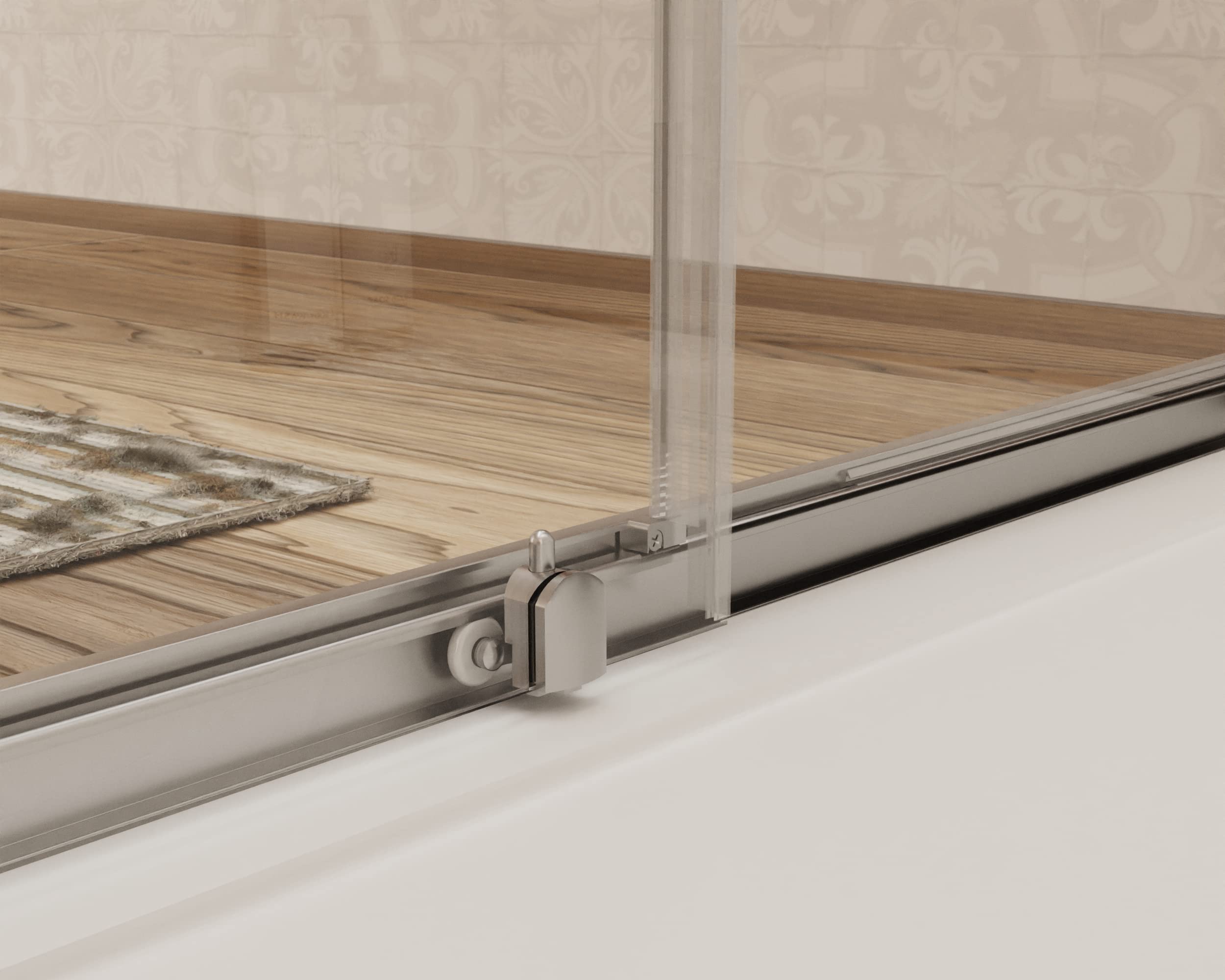 Cabine de douche d'angle 70 x 110 cm avec ouverture coulissante de 110 cm et paroi fixe de 70 cm Hauteur 190 cm Verre trempé transparent de 6 mm avec traitement anticalcaire